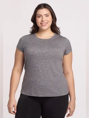 Woolx Addie Merino Wool Short Sleeve Crewneck Tee Shirt Grey size 2X